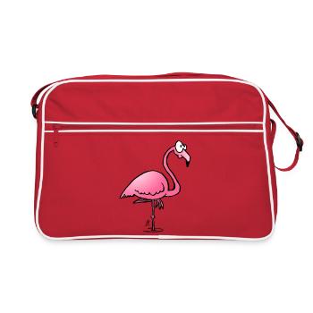 Ein rosa Flamingo - Retro Tasche - Rot/Weiß - Vorne
