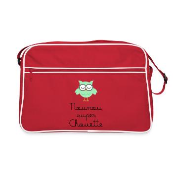 Kindermädchen große Eule - Retro Tasche - Rot/Weiß - Vorne