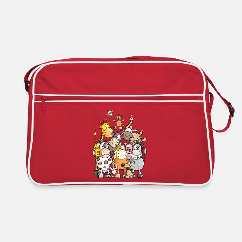 Mega Tierhaufen - Retro Tasche - Rot/Weiß