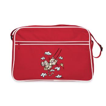 Cat on the swing - Retro Bag - red/white - Front