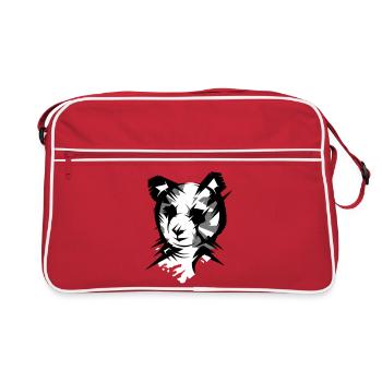 Tête d’ours panda dans le style cubiste - Sac Retro - rouge/blanc - Devant