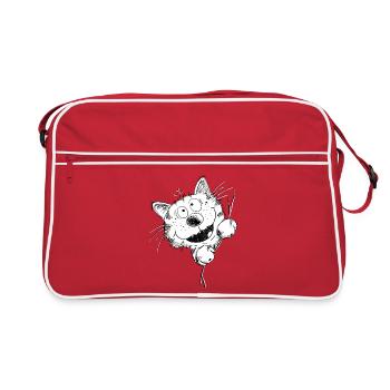 Drôle de chat rit - Sac Retro - rouge/blanc - Devant