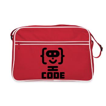 Hacker programmer code logo with text CODE - Retro Bag - red/white - Front