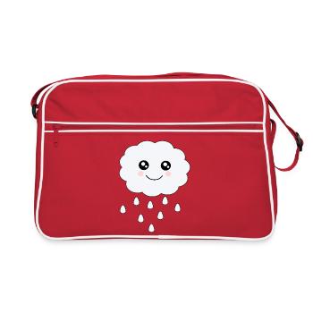 Kawaii Wolke Kawaii Chibi Kawaii Gesicht - Retro Tasche - Rot/Weiß - Vorne