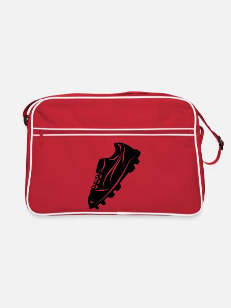 Fußballschuh transparente Schattenfigur - Retro Tasche - Rot/Weiß - Vorne