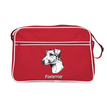 Foxterrier Glatthaar Portrait - Retro Tasche - Rot/Weiß - Vorne