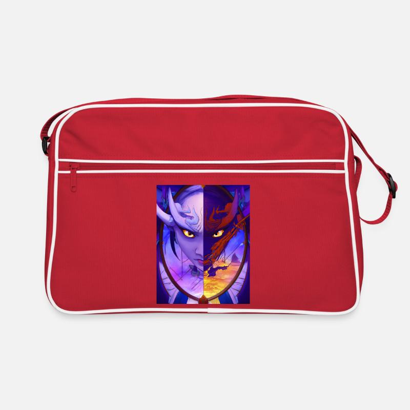 Samurai Dragon Blick in den Spiegel Mirror Image Retro Tasche