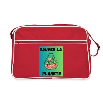FEDER. GARTENARBEIT. RUHESTAND. FEDER. GARTEN. - Retro Tasche - Rot/Weiß - Vorne
