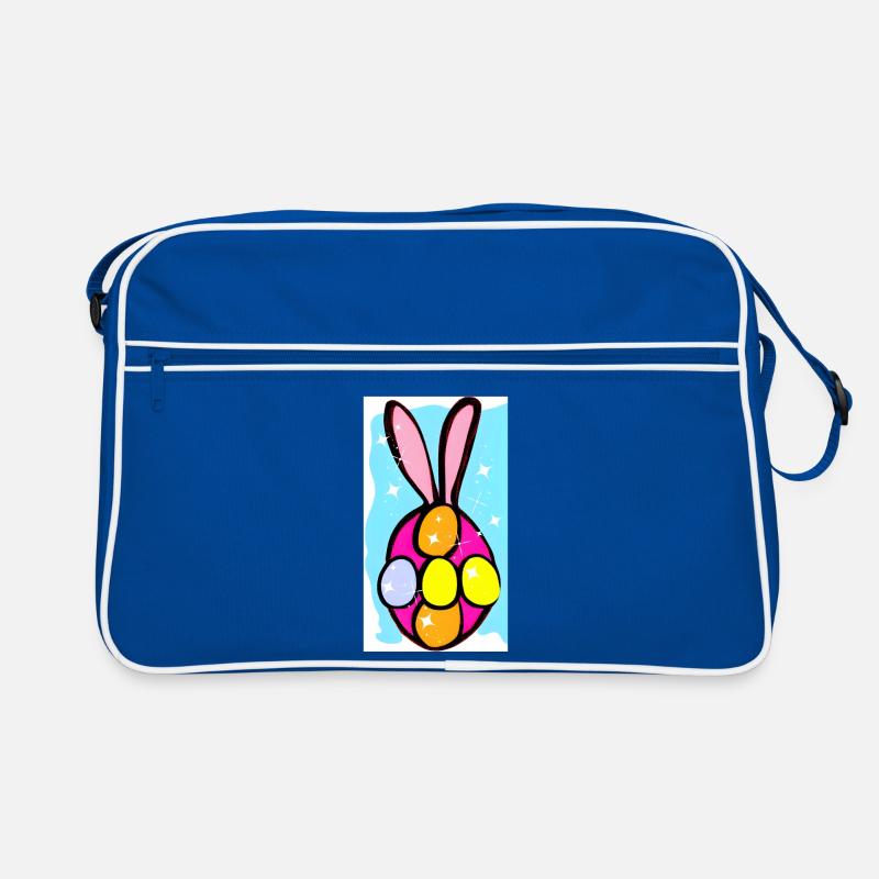 Colorful Easter Bunny Eggs Illustration Retro Bag