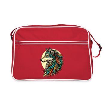 Loup amérindien Peaux-rouges d’Amérique - Sac Retro - rouge/blanc - Devant