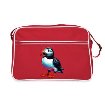 Papageitaucher - Retro Tasche - Rot/Weiß - Vorne