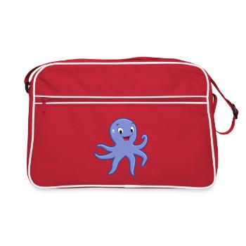 Icône sous-marine bleue de pieuvre joueuse - Sac Retro - rouge/blanc - Devant