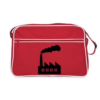 Factory with smoke - Retro Bag - red/white - Front