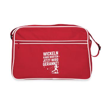 Muddy Run Mama Motto Team Shirt Hindernis lustig - Retro Tasche - Rot/Weiß - Vorne