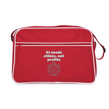 AI Needs Ethics Not Profits - Statement Fashion - Retro Tasche - Rot/Weiß - Vorne