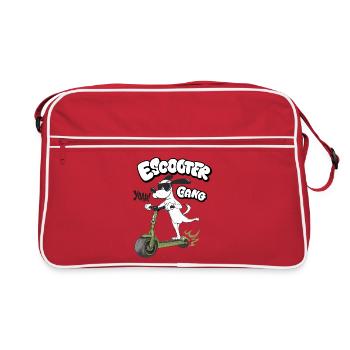 E Scooter Gang Humor Illustration - Retro Tasche - Rot/Weiß - Vorne