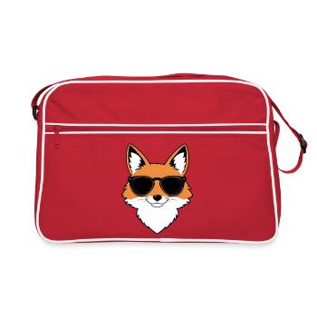 Fuchs mit Sonnenbrille - Retro Tasche - Rot/Weiß - Vorne