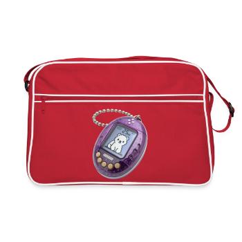 Cute Pixel Cat Alarm Clock - Retro Bag - red/white - Front