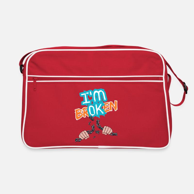 Hände, die eine Kette mit einer Inschrift zerbrechen Retro Tasche