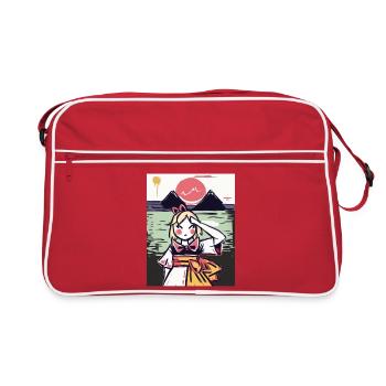 Fille japonaise avec le soleil, la mer et les montagnes - Sac Retro - rouge/blanc - Devant