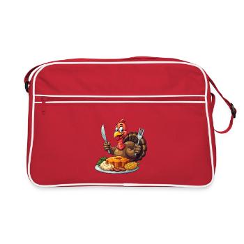Thanksgiving Drôle Dinde de Thanksgiving - Sac Retro - rouge/blanc - Devant