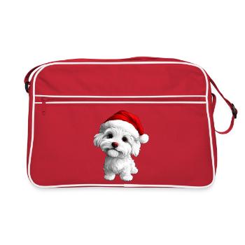 Hündchen Christmas - Retro Tasche - Rot/Weiß - Vorne