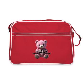 Emotional Support Bear with Sewing Stitches - Retro Bag - red/white - Front