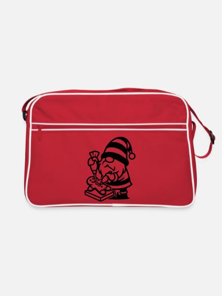 wicht lebkuchen backen - Retro Tasche - Rot/Weiß - Vorne