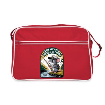 Mouse on the water with dad - Retro Bag - red/white - Front