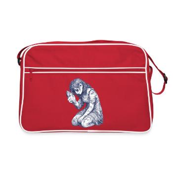 Portrait du personnage de la fille mélancolique - Sac Retro - rouge/blanc - Devant