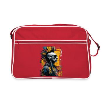 Portrait punk avec art urbain mohawk - Sac Retro - rouge/blanc - Devant