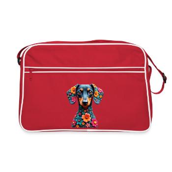 Dackel teckel teckel tekel - Sac Retro - rouge/blanc - Devant