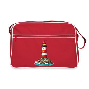 Lighthouse with red stripes - Retro Bag - red/white - Front