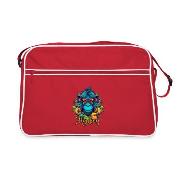 Neon-Tropenaffe Kopf - Retro Tasche - Rot/Weiß - Vorne