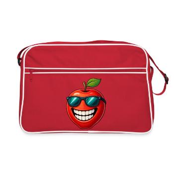 Cool Apple with Sunglasses Summer Joy Cartoon - Retro Bag - red/white - Front