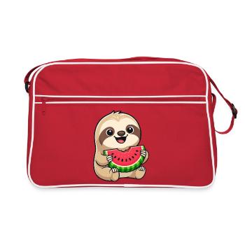 Dessin animé drôle, melon paresseux d’été avec des fruits mignons - Sac Retro - rouge/blanc - Devant