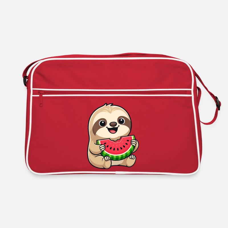 Drolliger Faultier Melone Sommerfrucht Cartoon Süß Retro Tasche