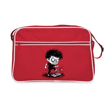 Gamer Anger Broken Keyboard Manga Black Blan - Retro Bag - red/white - Front