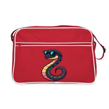 Serpent néon avec lunettes - Sac Retro - rouge/blanc - Devant