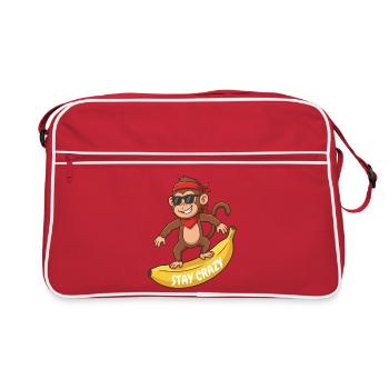 Stay Crazy Monkey on Banana - Retro Bag - red/white - Front