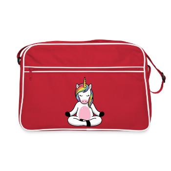 Zen Unicorn Rainbow Meditate - Retro Bag - red/white - Front