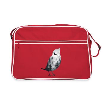 Oiseau dans la brume de la forêt - Sac Retro - rouge/blanc - Devant