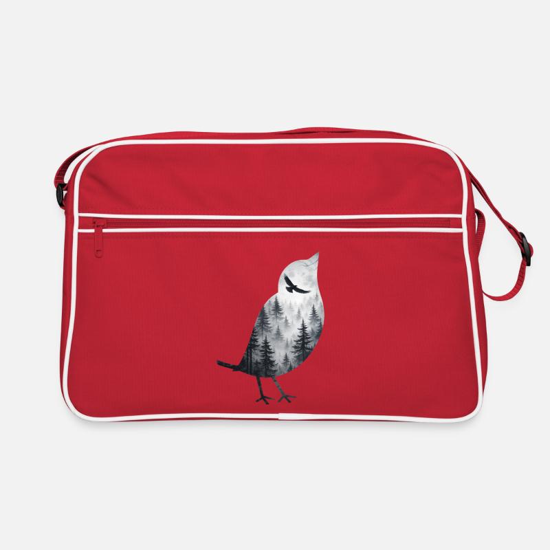 Oiseau dans la brume de la forêt Sac Retro