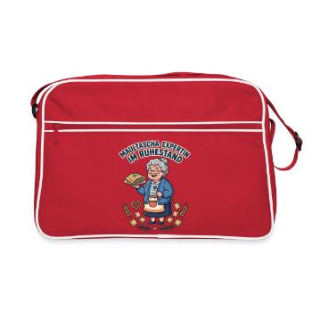 Schwäbische Maultaschen-Expertin im Ruhestand - Retro Tasche - Rot/Weiß - Vorne