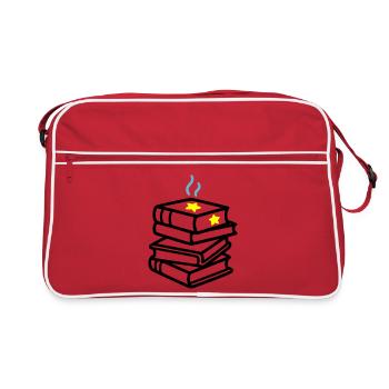 Stack of Books Star Fantasy Reading Book Club - Retro Bag - red/white - Front