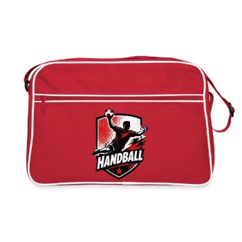 Handball Shield Motif with Ball - Retro Bag - red/white - Front