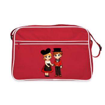 Couple Alsace Alsacien et Alsacienne  Élégant - Sac Retro - rouge/blanc - Devant