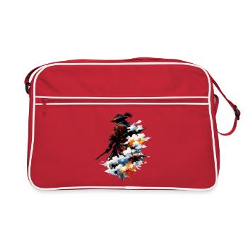 Watercolor Samurai Silhouette - Retro Bag - red/white - Front