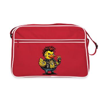 Canard en caoutchouc punk mâle avec crête - Sac Retro - rouge/blanc - Devant