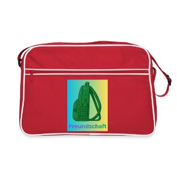 Freundschaft Glitzer Rucksack grün - Retro Tasche - Rot/Weiß - Vorne